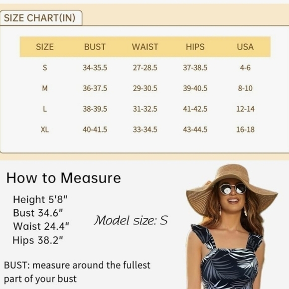 131. 🆕 Small Retro Style Square Neck Ruffled Straps Black White Palm - Picture 4 of 4